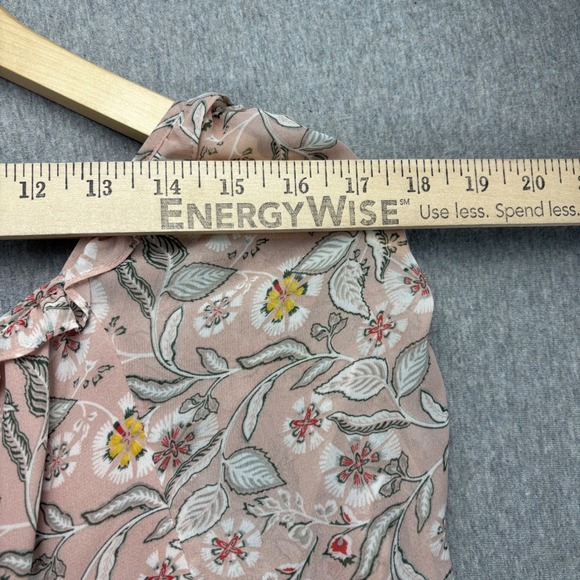 MAX EDITION Top Womens L Rose Pink Knit Floral Smocked Peplum Earthy Blouse NWT - Picture 6 of 12